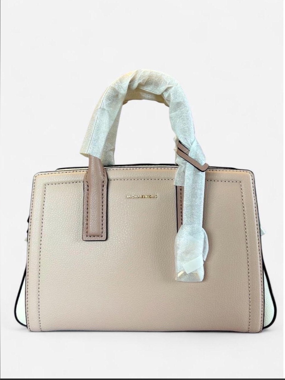 Michael Kors Laila Small Color-Block Pebbled Leather Satchel